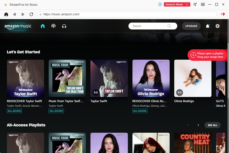 drag songs to add icon StreamFox | Download Amazon Music to Local Computer and Phone