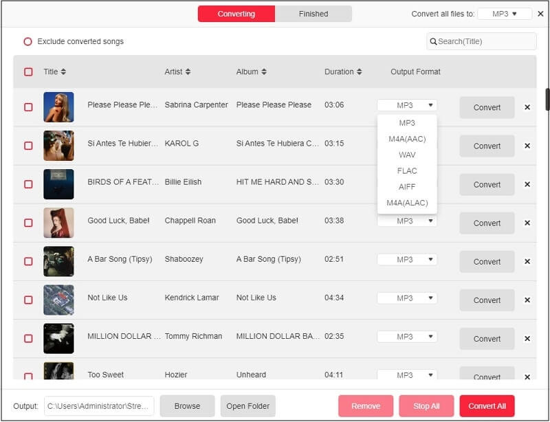 set output format as MP3 | Share Apple Music Library