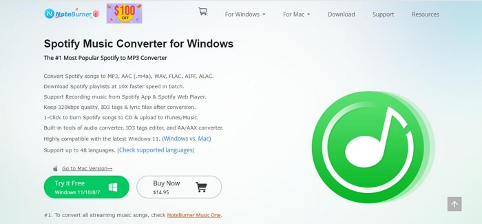 NoteBurner Spotify Music Converter | Best Spotify Downloaders for Windows and Mac