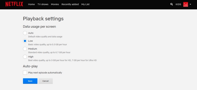 data usage per screen | how much data does netflix use