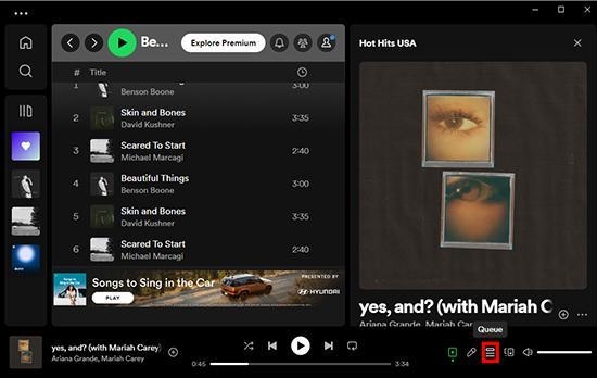 click Queue button Spotify Desktop | Clear Queue on Spotify