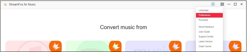 choose Preferences in StreamFox | Download Amazon Music to 320 Kbps