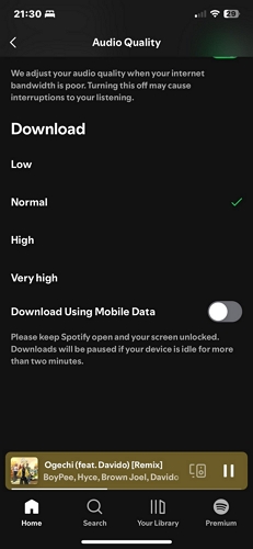 turn on Download Using Mobile Data | Can Spotify Download Without WiFi