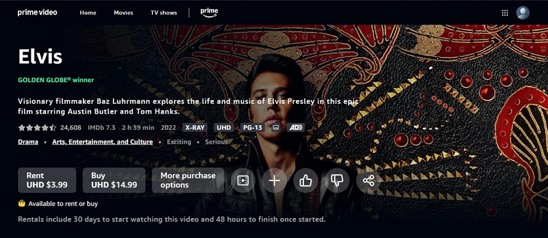 Elvis | amazon prime video rental download