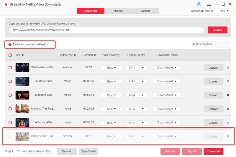 exclude converted videos | streamfox netflix video downloader user guide