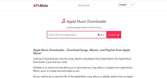 paste URL to APLMate | Download Songs from Apple Music on Mac