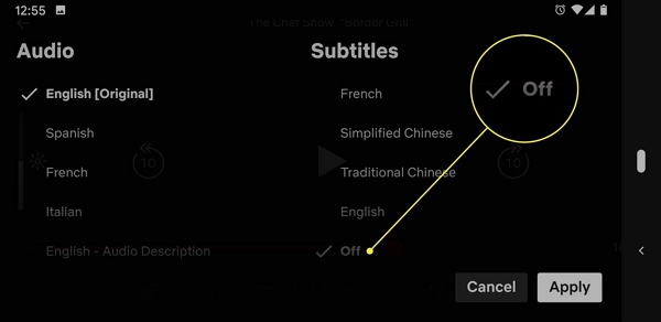 available options disable subtitles | how to remove subtitles on netflix