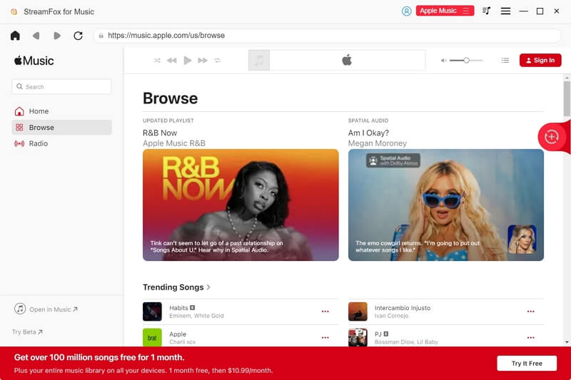 access Apple Music StreamFox | Download Apple Music Songs to MP3 Player