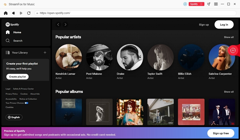 login Spotify in StreamFox | Download Spotify Playlists to MP3