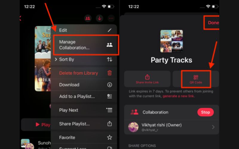 choose QR Code | Make a Shared Playlist on Apple Music