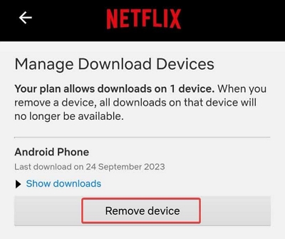 remove device | netflix too many downloads