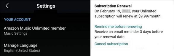 renew subscription | Delete All Downloads from Amazon Music