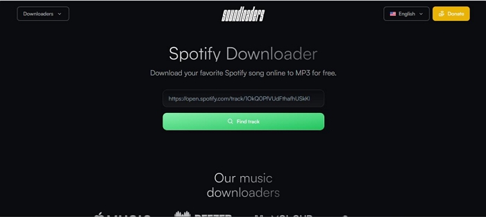 Soundloaders Spotify interface | Best Spotify Downloaders Online Free