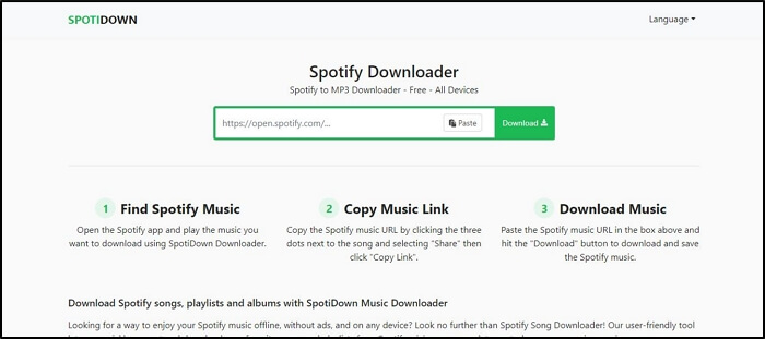 SpotiDown interface | Best Spotify Downloaders Online Free