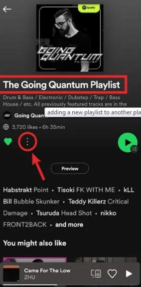 click three dots | Combine Spotify Playlists