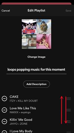 drop songs in preferred order | Edit Playlists on Spotify