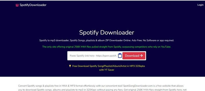 Spotisongdownloader interface | Best Spotify Downloaders Online Free