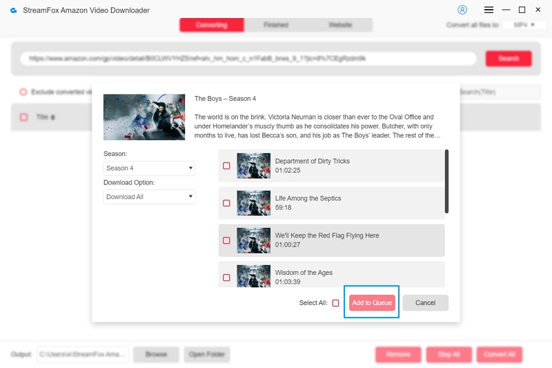 add to queue | streamfox amazon video downloader user guide