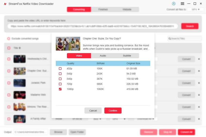 customize video download quality | streamfox netflix video downloader user guide