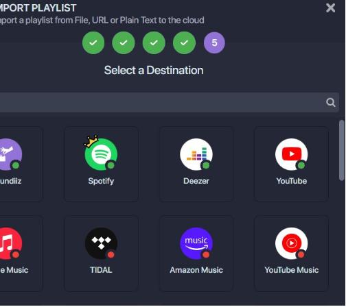 choose Tidal as destination | Transfer Spotify Songs or Playlists to Tidal