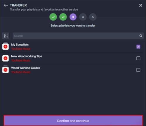 hit Confirm and Continue | Convert Spotify Playlists to YouTube Music