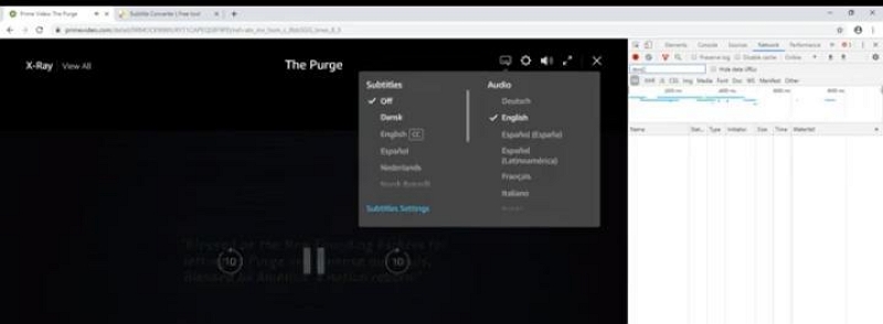 network tab | download subtitles from amazon prime video